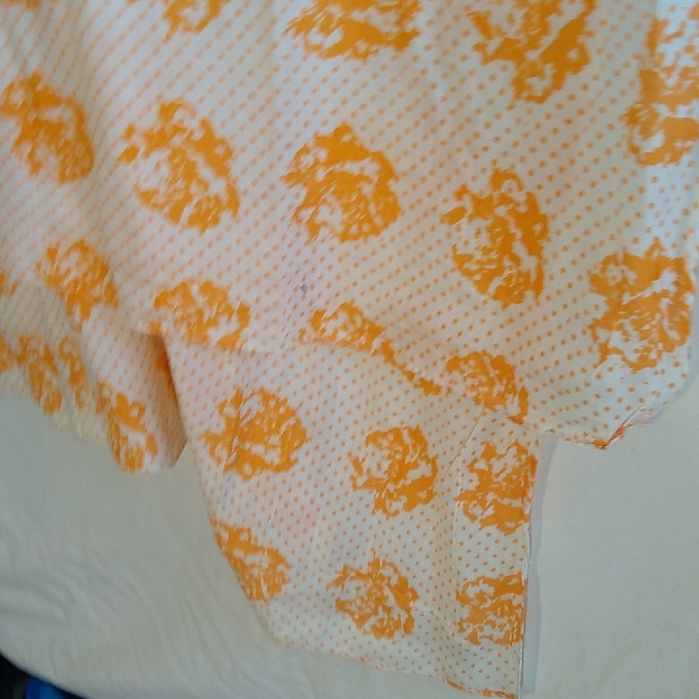 NWOT large 100% cotton scarf/wrap made in India - orange floral-dot unisex - Picture 8 of 8